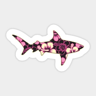 Hawaiian Hibiscus Shark Pink Sticker